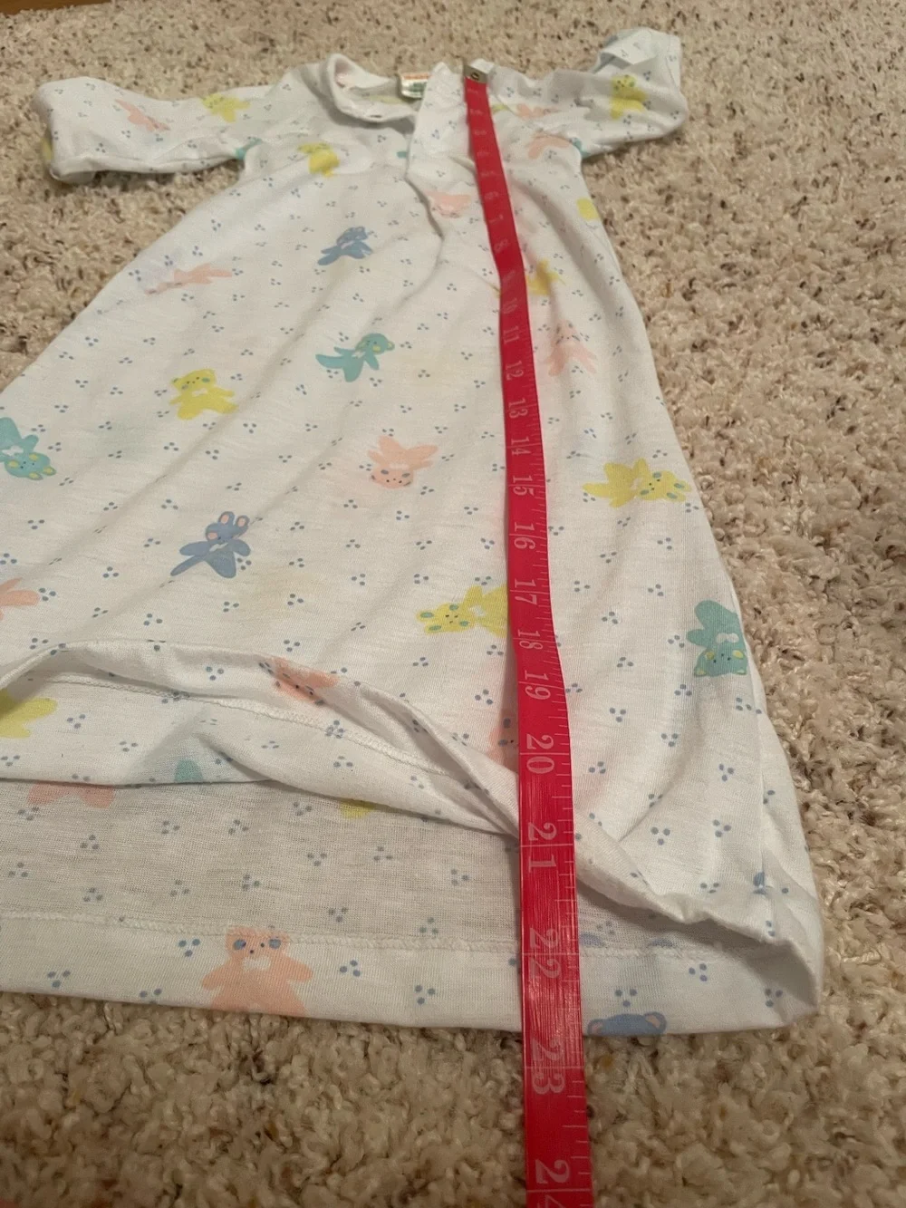 Vintage Healthtex Layette White Sleep Gown with Pastel Animal Prints